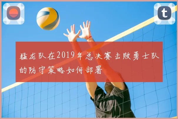 猛龙队在2019年总决赛击败勇士队的防守策略如何部署